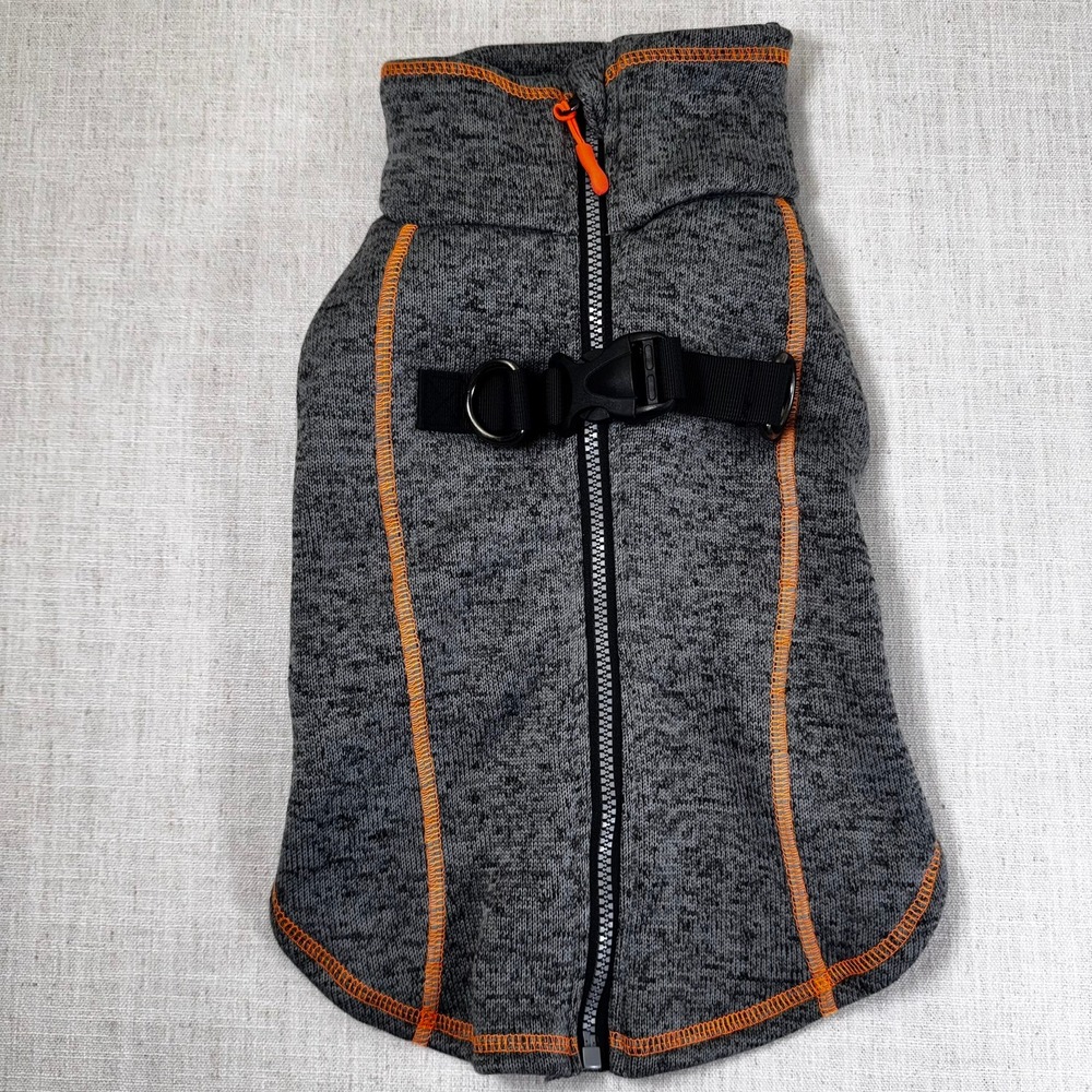 Dress Your Pet With Love Gray‎ Fleece Dog Sweater Vest Harness Zipper Large NEW - Picture 2 of 15